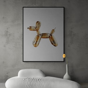 Burberry Dog Baloon, arte de pared de arte pop, arte de pared de lujo, decoración del hogar de lujo, impresión de carteles de vuitton supremo, impresión de carteles de burberry, arte moderno