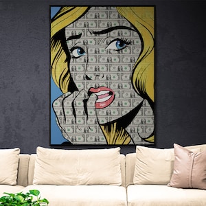 Geldkunst, Geldkunstwerk, Luxuswandkunst, Hypebeast-Poster, Hype-Beast-Kunst, Modekunst, Modeplakat, moderne Pop-Art, moderne Kunst-Pop-Art