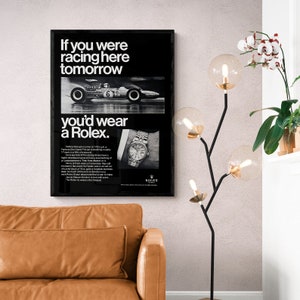 Cartel de Rolex Vintage 1970, Si estuvieras corriendo aquí mañana usarías un Rolex, cartel de Rolex vintage, lienzo de Rolex, arte de pared de Rolex, ROLEX