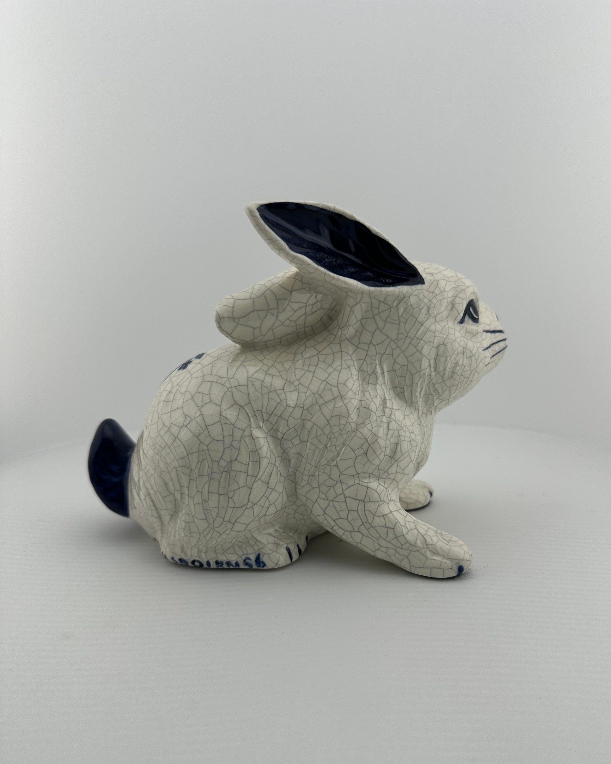 Denham Pottery Perky Blue and White Bunny Rabbit Etsy