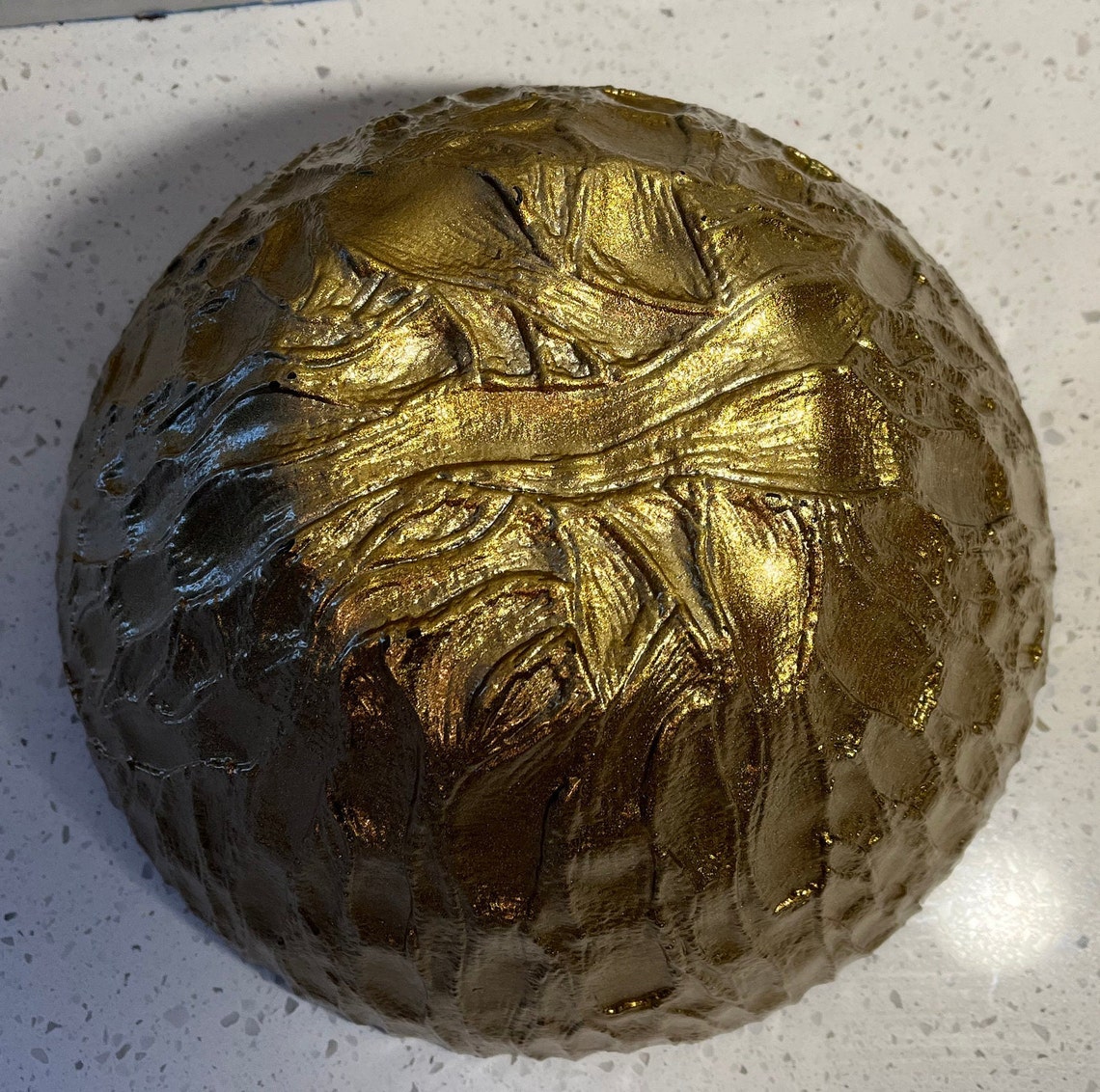 Vintage Large Art Glass Bowl With Gold Art Glass