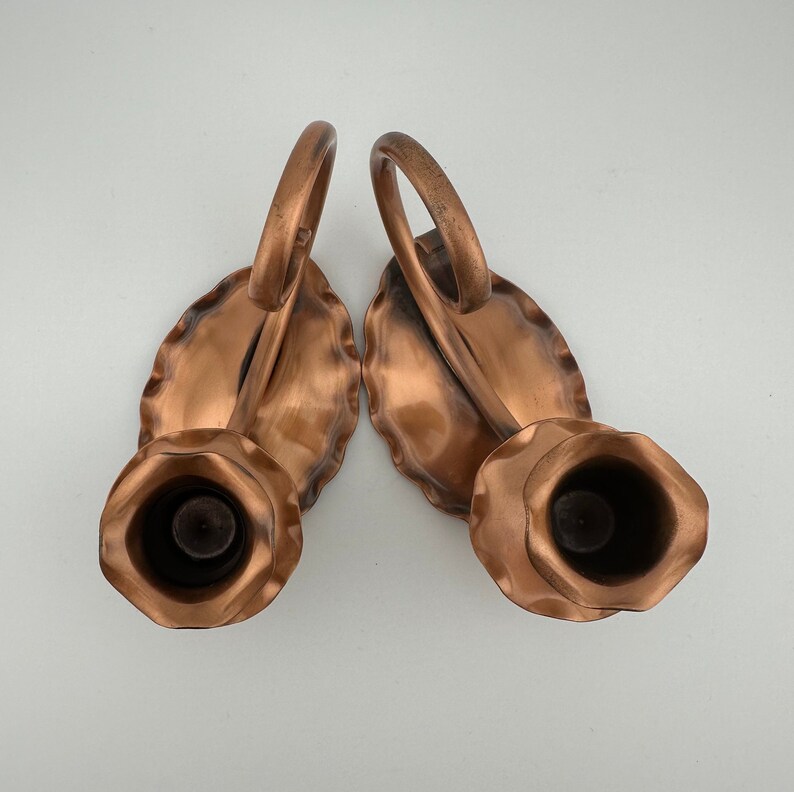 Vintage Set Of Gregorian Solid Copper Candle Stick Holders Made In The USA Set of Two Copper Candleholders image 3