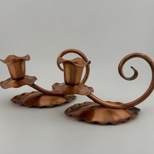 Vintage Set Of Gregorian Solid Copper Candle Stick Holders Made In The USA Set of Two Copper Candleholders image 2