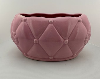 1960s Pink Quilted and Flowered Pot/Planter