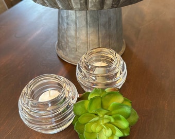 Nachtmann Crystal Votive Candle Holders, Modern Glass Design (Set of Two)