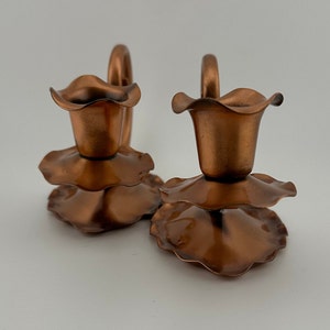 Vintage Set Of Gregorian Solid Copper Candle Stick Holders Made In The USA Set of Two Copper Candleholders image 5