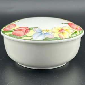 Vintage Villeroy & Boch Canari Floral and Butterfly Lidded Trinket Dish