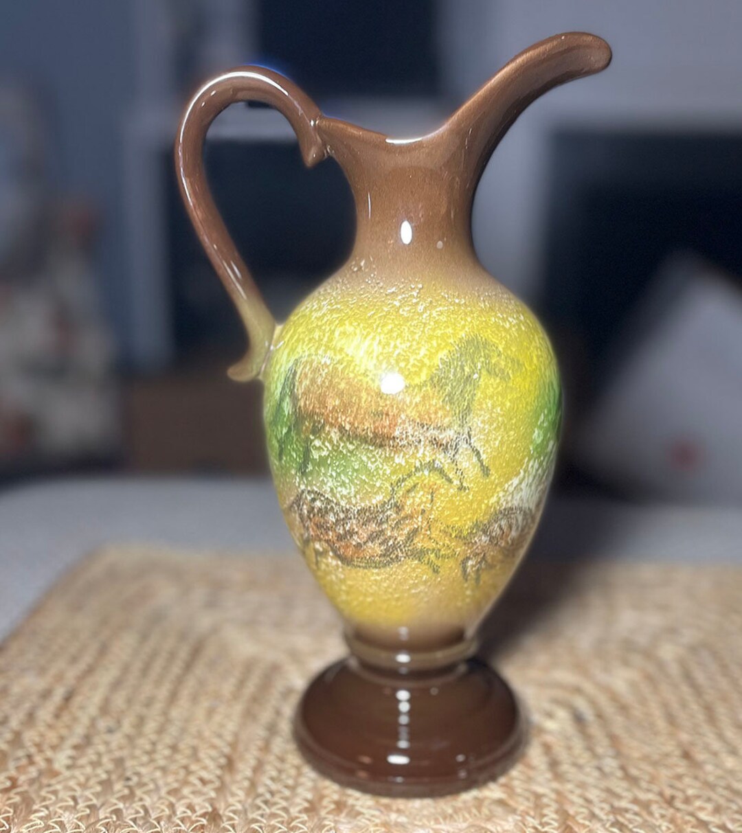 Ucagco Ceramic Pitcher/ewer With Pictographs Etsy