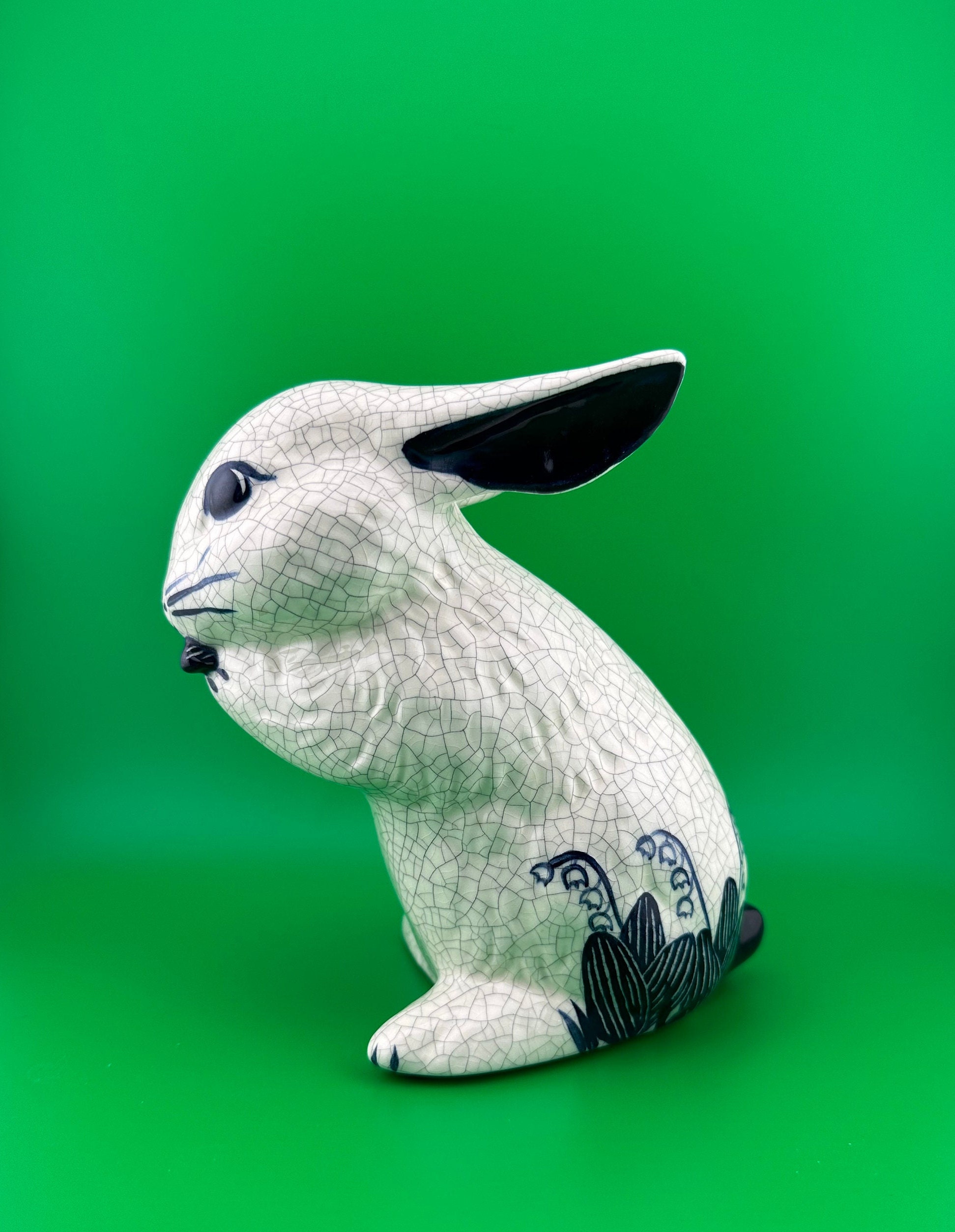 Denham Pottery Standing/laying Blue and White Rabbit Twosome Etsy