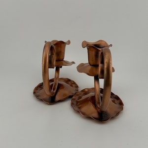 Vintage Set Of Gregorian Solid Copper Candle Stick Holders Made In The USA Set of Two Copper Candleholders image 4