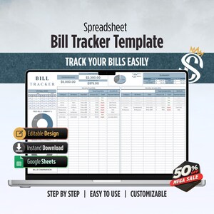 Bill Tracker Template | Google Sheets | Monthly Payment Organizer for Home and Personal | Digital Download