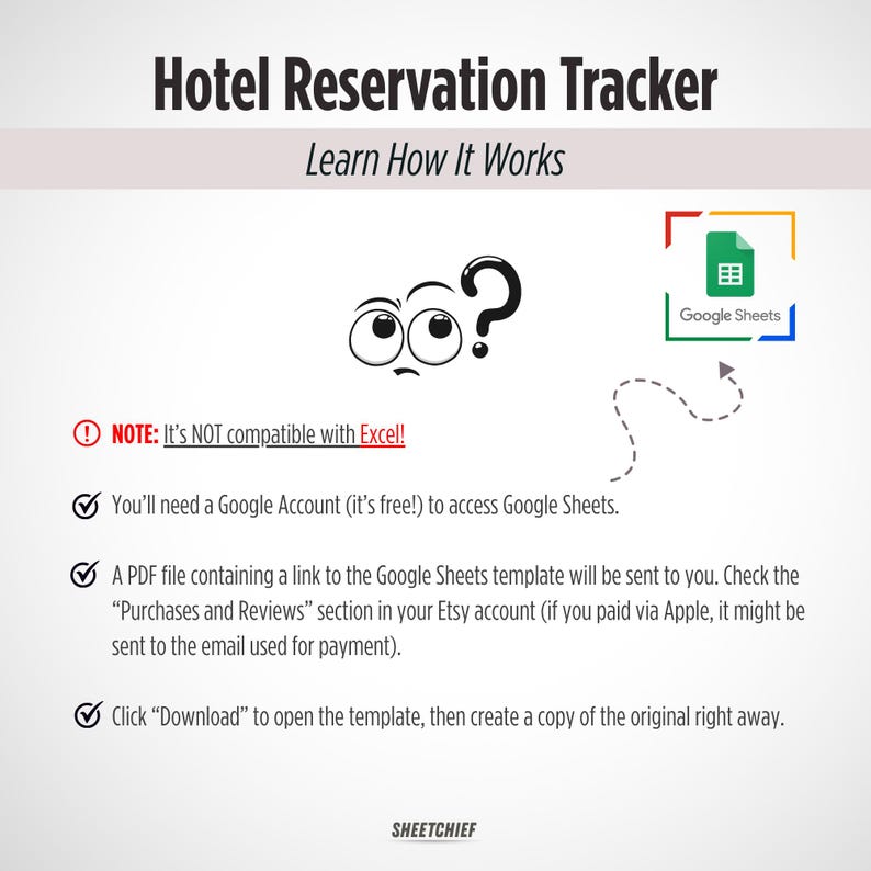 Hotel Reservation Tracker Spreadsheet | Vacation Rental & Airbnb ...