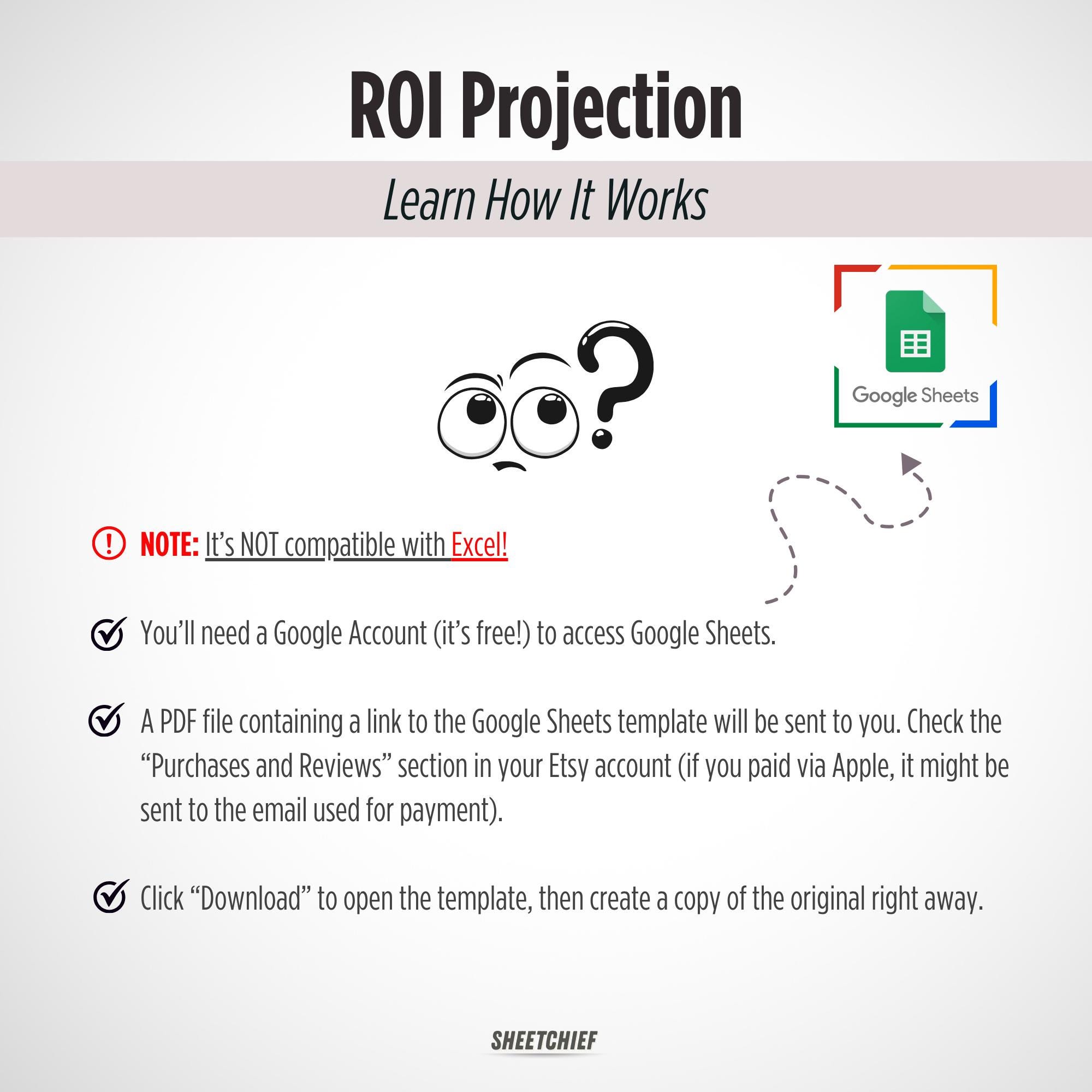 Return on Investment Projection Template | Google Sheets | ROI Forecast ...