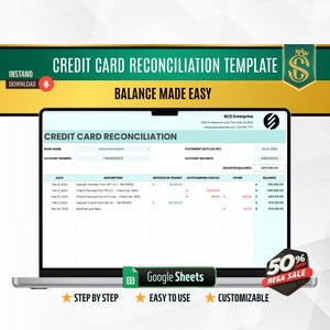 Plantilla de conciliación de tarjetas de crédito / Descarga digital, Hojas de cálculo de Google, Editable, Fácil de usar, Finanzas para pequeñas empresas