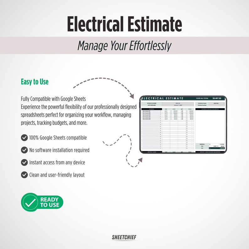 Electrical Estimate Template | Google Sheets | Project Cost Calculator ...