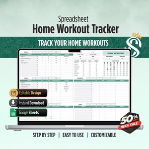 Home Workout Template | Google Sheets | Fitness and Exercise Planner for Home Training | Digital Download