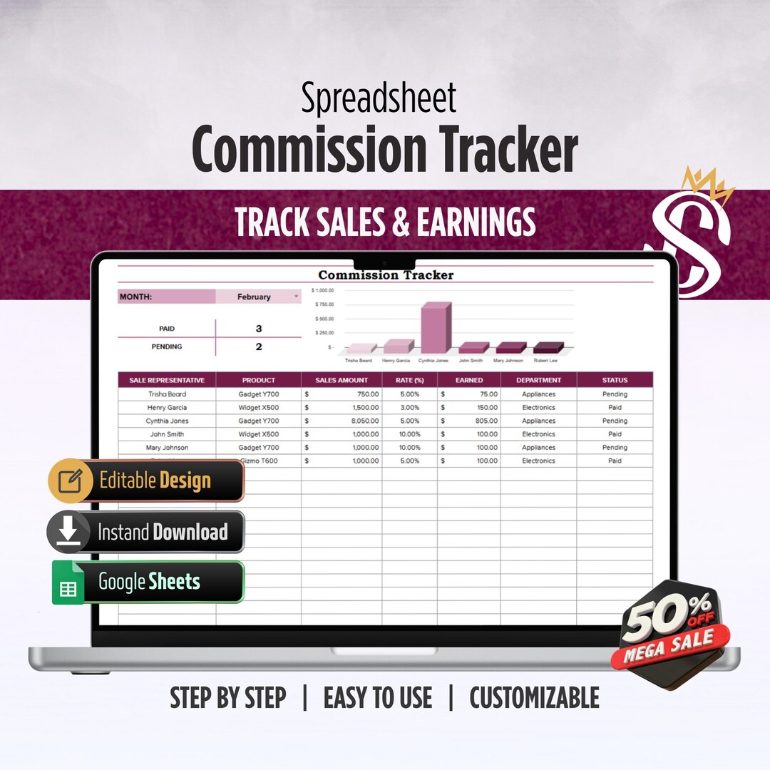Commission Tracker Spreadsheet | Realtor Sales Earnings Log (digital ...
