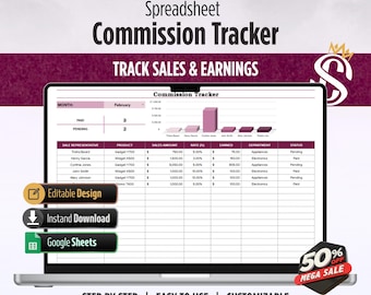 Commission Tracker Spreadsheet | Realtor Sales Earnings Log (Digital Download)