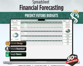 Modello di foglio di calcolo per previsioni finanziarie / Piano finanziario per piccole imprese e startup / Fogli Google / Download digitale