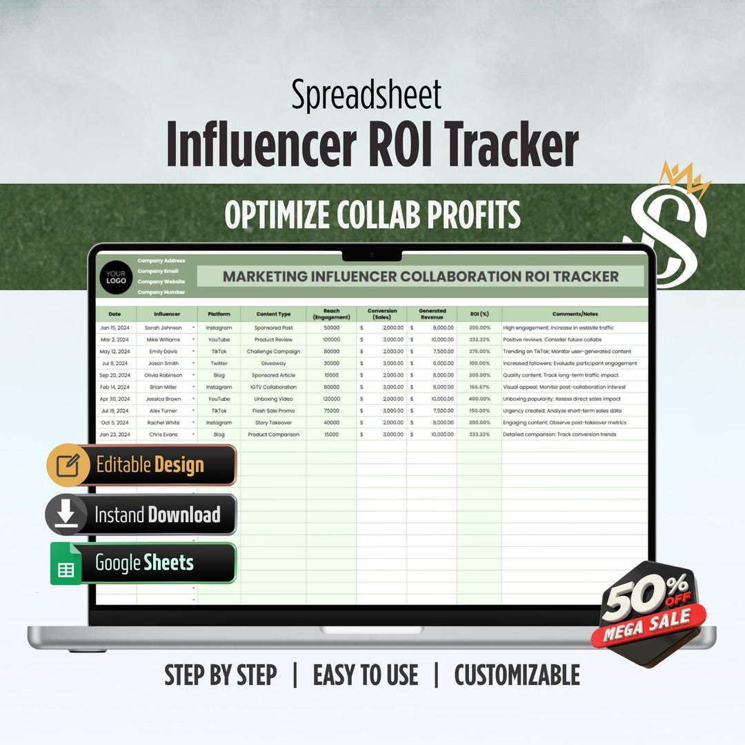 Influencer Roster Sheet Influencer Marketing Tracker Spreadsheet | Brand Collaboration CRM and ...