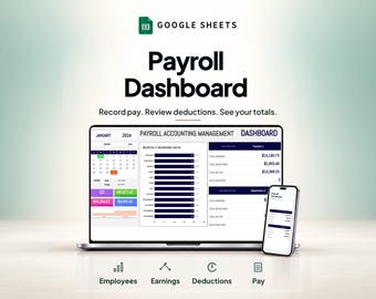 Salarisadministratiesjabloon | Dashboard voor het bijhouden van salaris, belastingen en inhoudingen in Google Sheets