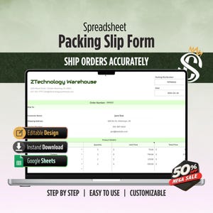 Blank Packing Slip Template | Google Sheets | Editable Shipping Form for Small Business and Online Orders | Digital Download
