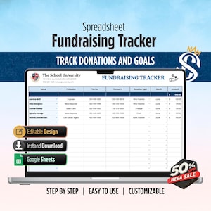 Fundraising Tracker Template | Google Sheets | Donation and Goal Progress Log for Nonprofits | Digital Download