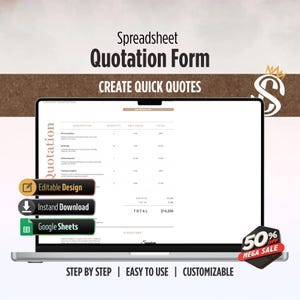 Quotation Form Template | Google Sheets | Professional Quote and Estimate Form for Businesses | Digital Download