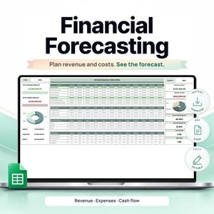 Financial Forecasting Template Google Sheets | 4-Year Revenue, Expense, Cash Flow Projection