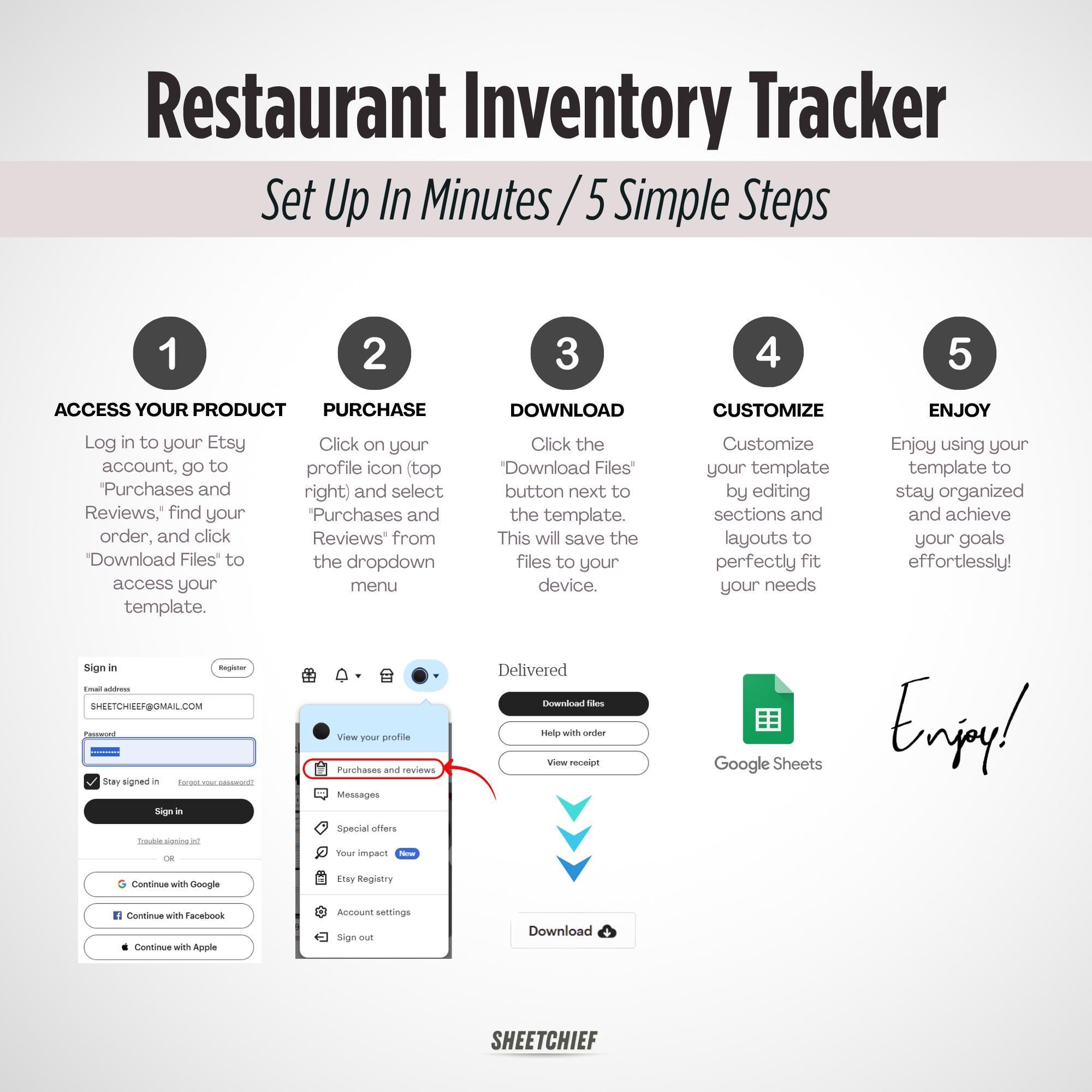 restaurant kitchen inventory template – editable... Restaurant Kitchen Inventory | Google Sheets Template | Food Cost ...