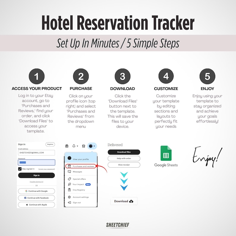 Hotel Reservation Tracker Spreadsheet | Vacation Rental & Airbnb ...