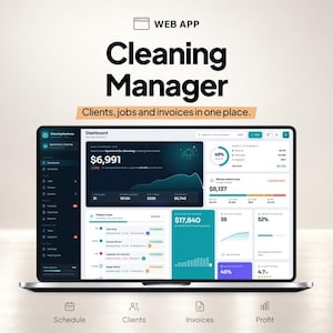 Cleaning Business Planner App, House Cleaning Business Tracker, Maid Service Schedule, Cleaning Invoice and Quote, Commercial Cleaning CRM