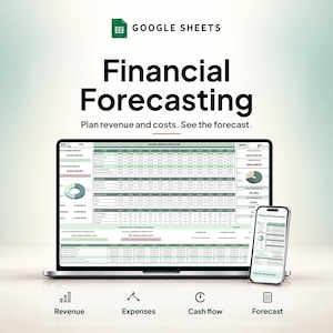 Financial Forecasting Template Google Sheets | 4-Year Revenue, Expense, Cash Flow Projection