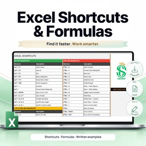 Excel Shortcuts and Formulas Guide | 80 Functions With Examples, Keyboard Shortcuts Cheat Sheet