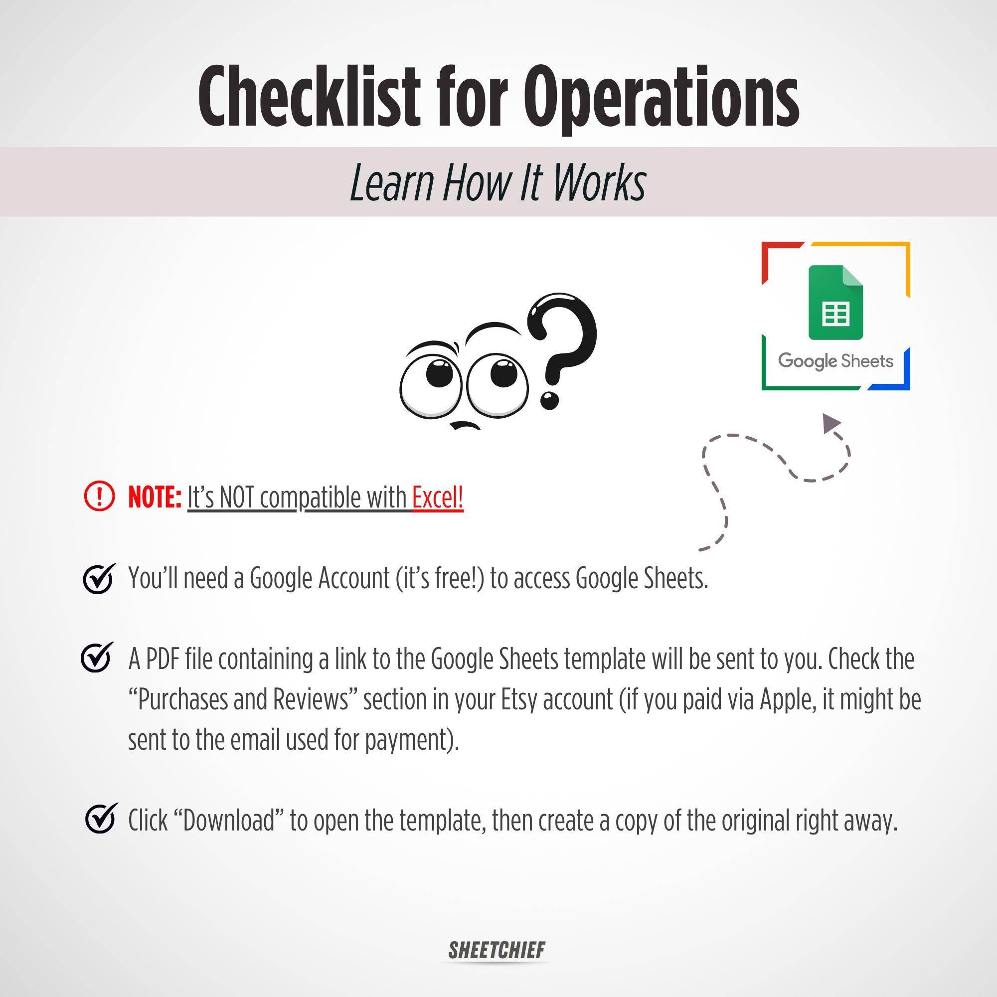 Checklist Operation Template | Google Sheets | Task Management for ...