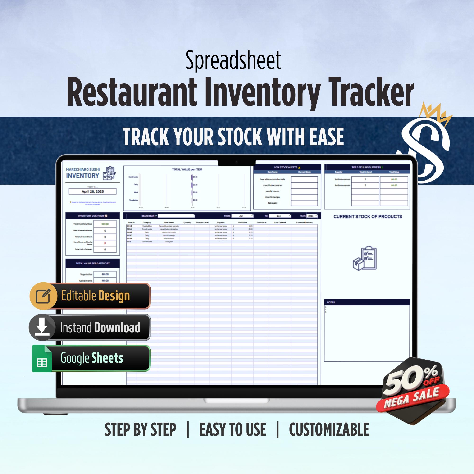 kitchen inventory template in word, pdf, google docs -... Restaurant Kitchen Inventory | Google Sheets Template | Food Cost ...