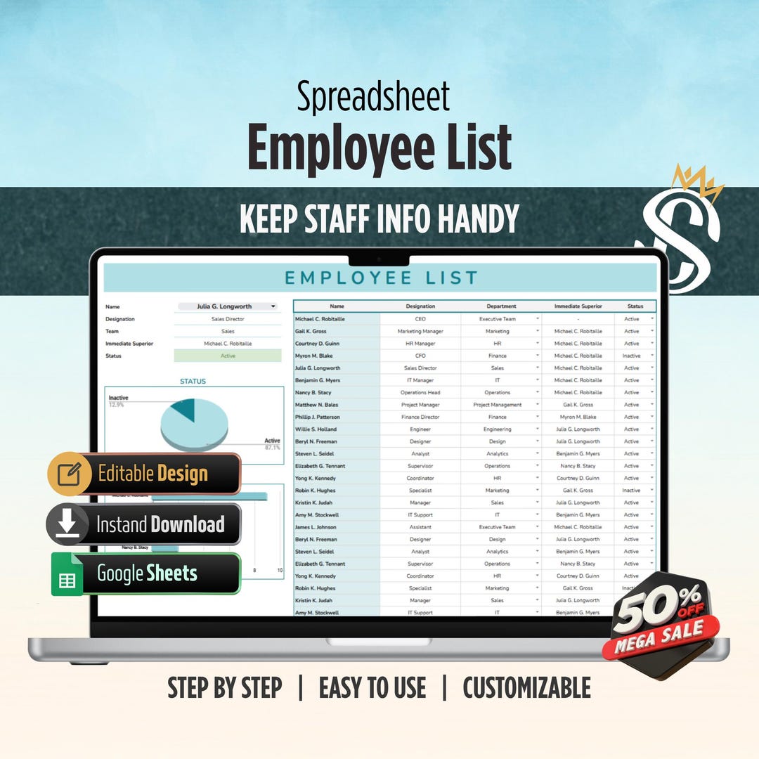 Employee Directory Template Google Sheets | Staff Contact List & Team ...