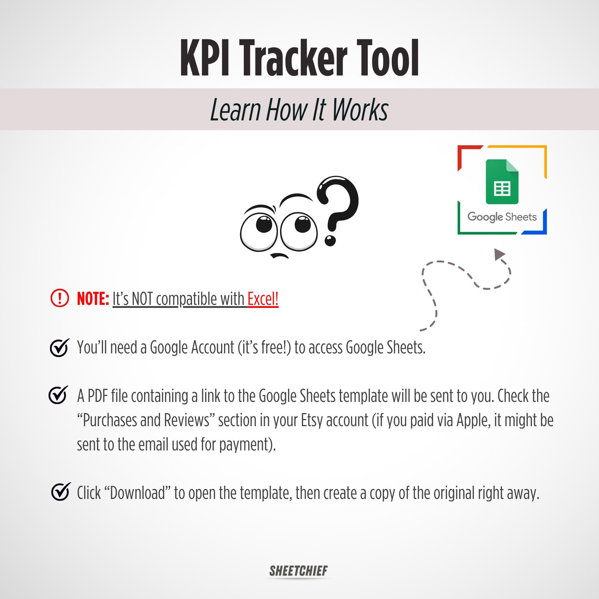 KPI Dashboard Spreadsheet | OKR Tracker & Business Metrics Template ...