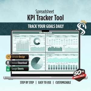 KPI Tracker Template | Google Sheets | Business Metrics and Performance Dashboard | Digital Download