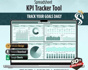 KPI Tracker Template | Google Sheets | Business Metrics and Performance Dashboard | Digital Download