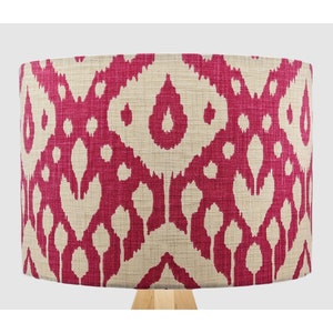 Ikat Modern Pink Lampshade, Table Floor Lamp / Ceiling Pendant, Small Medium Large, 15cm 20cm 25cm 30cm 35cm 40cm UK Fabric Drum Light Shade