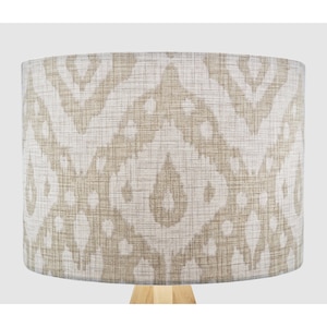 Ikat Modern Beige Lampshade, Table Floor Lamp / Ceiling Pendant, Small Medium Large 15cm 20cm 25cm 30cm 35cm 40cm UK Fabric Drum Light Shade