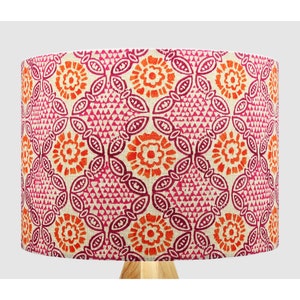 Pink Orange Indian Lampshade, Table Floor Lamp / Ceiling Pendant Small Medium Large 15cm 20cm 25cm 30cm 35cm 40cm Fabric Drum Light Shade