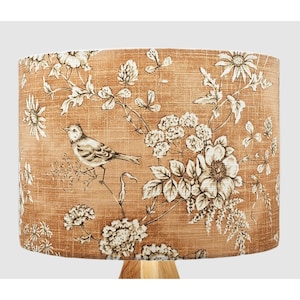 Finch Bird Orange Lampshade, Table Floor Lamp / Ceiling Pendant Small Medium Large 15cm 20cm 25cm 30cm 35cm 40cm, UK Fabric Drum Light Shade