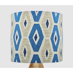 Geometric Diamond Blue Lampshade Table Floor Lamp / Ceiling Pendant Small Medium Large 15cm 20cm 25cm 30cm 35cm 40cm Fabric Drum Light Shade