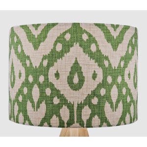 Ikat Modern Green Lampshade, Table Floor Lamp / Ceiling Pendant, Small Medium Large 15cm 20cm 25cm 30cm 35cm 40cm UK Fabric Drum Light Shade