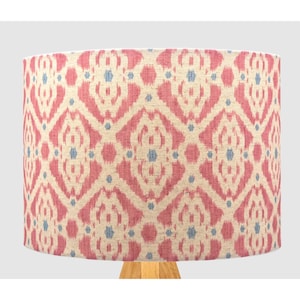 Pink Blue White Ikat Lampshade, Table Floor Lamp / Ceiling Pendant Small Medium Large 20cm 25cm 30cm 35cm 40cm Fabric Drum Light Shade