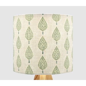 Green Ivory Raindrop Lampshade, Table Floor Lamp / Ceiling Pendant Small Medium Large 15cm 20cm 25cm 30cm 35cm 40cm Fabric Drum Light Shade