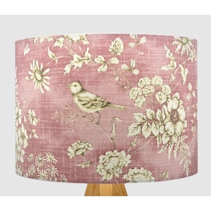 Finch Bird Pink Lampshade, Table Floor Lamp / Ceiling Pendant Small Medium Large 15cm 20cm 25cm 30cm 35cm 40cm, UK Fabric Drum Light Shade