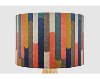 Retro Orange Blue Lampshade, Table Floor Lamp / Ceiling Pendant Small Medium Large 15cm 20cm 25cm 30cm 35cm 40cm Fabric Drum Light Shade